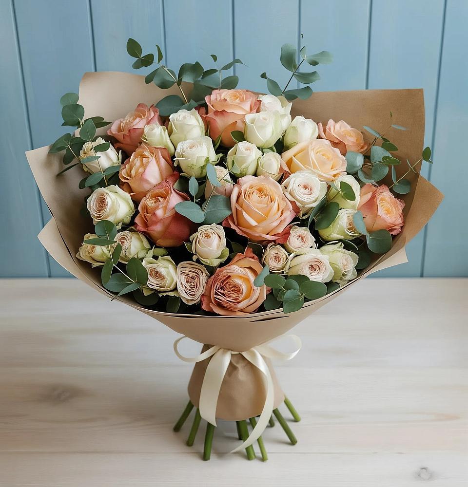 Букет цветов из: Альстромерии и Розы в Нагутском