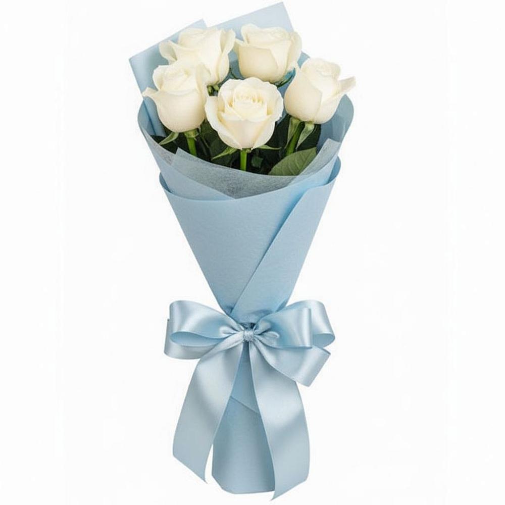 Букет 5 Белых роз Проуд в Нагутском