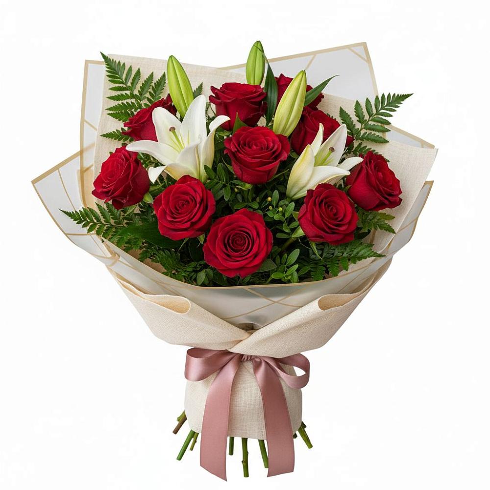 Букет цветов из: Лилии и Розы в Нагутском