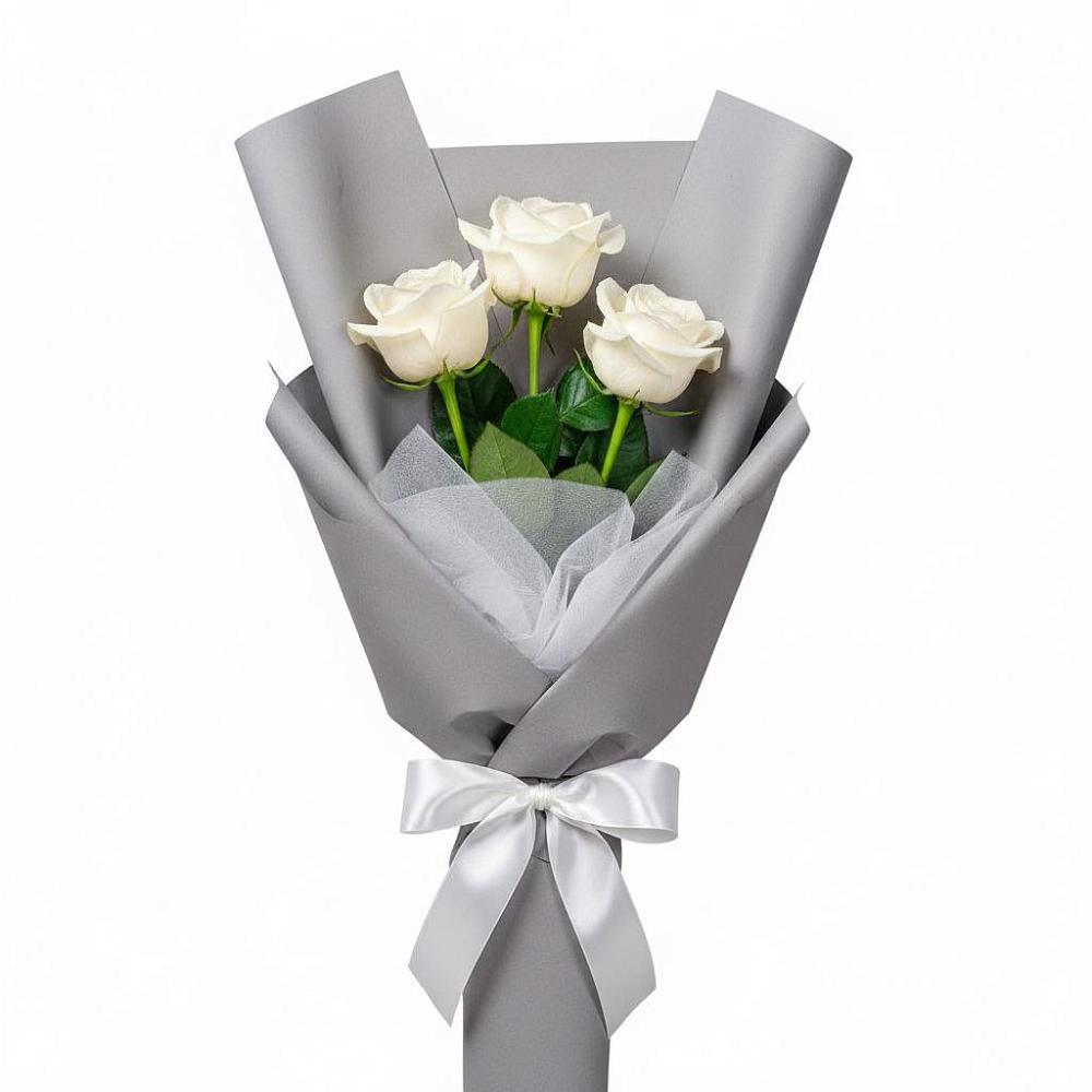 Букет 3 белые розы в Нагутском