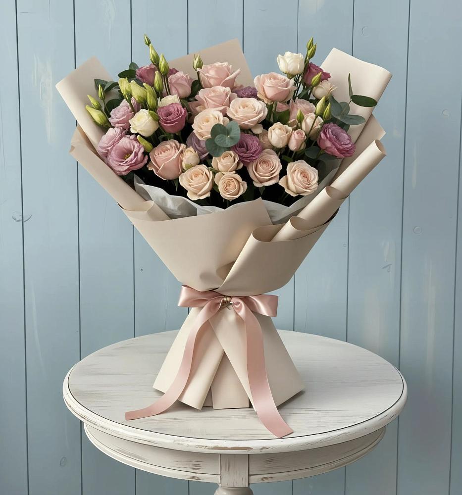 Букет цветов из: Розы и Лизиантусы в Нагутском