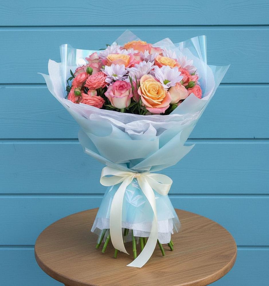 Букет цветов из: Хризантемы и Розы в Нагутском