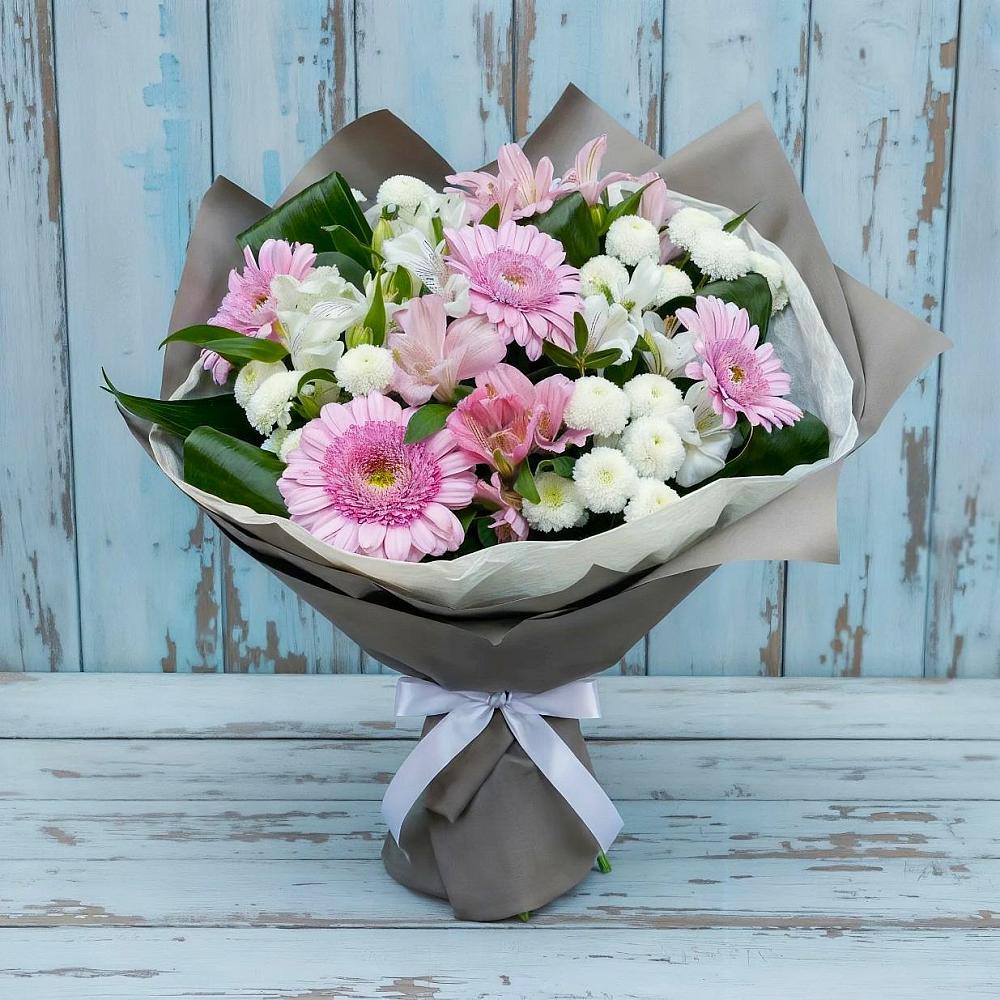 Букет цветов из: Герберы, Альстромерии и Хризантемы в Нагутском