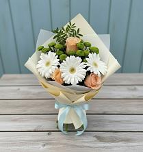 Букет цветов из:  Герберы, Розы и Хризантемы в Нагутском