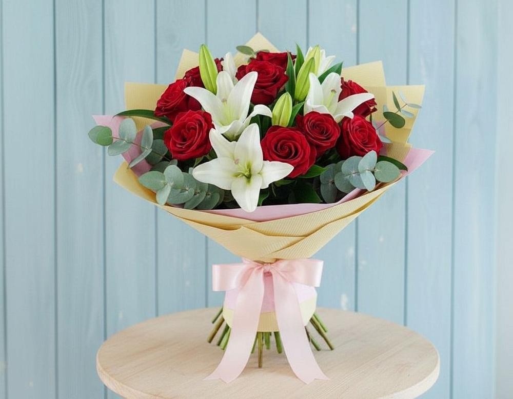 Букет цветов из: Лилии и Розы в Нагутском
